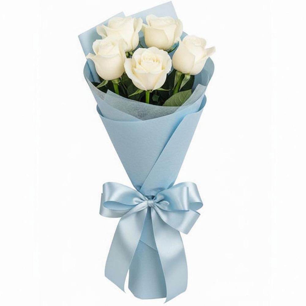 Букет 5 Белых роз Проуд в Покровское