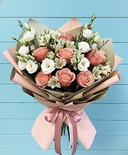 Букет цветов из:  Розы, Альстромерии и Лизиантусы в Покровское