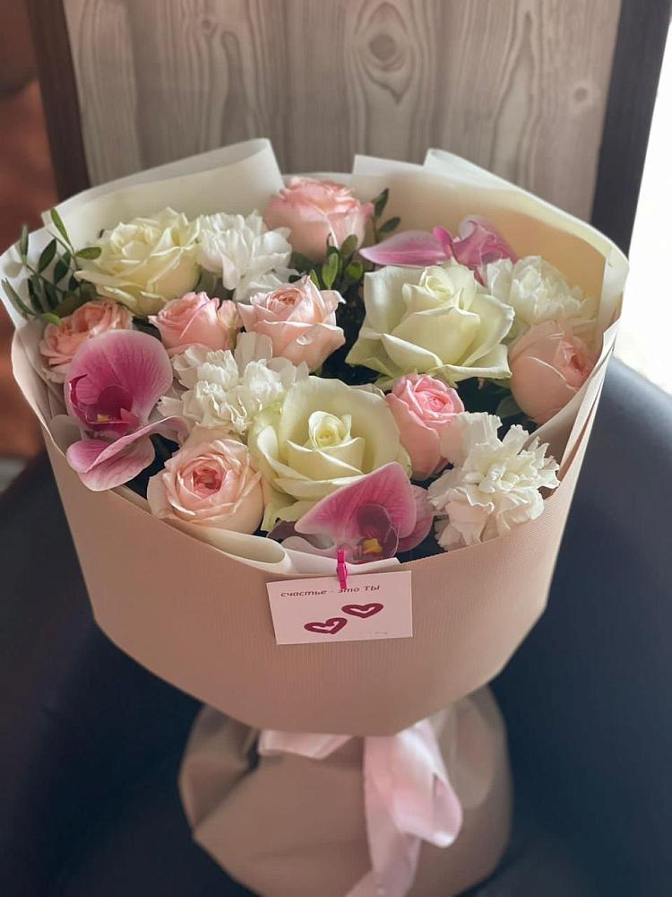 Букет цветов из: Орхидеи, Розы и Гвоздики в Покровское