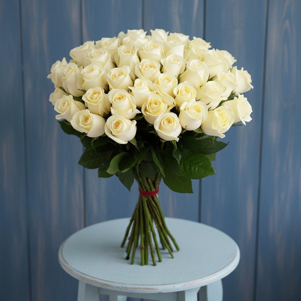 Букет 51 Белая роза Эдлесс Лав в Покровское