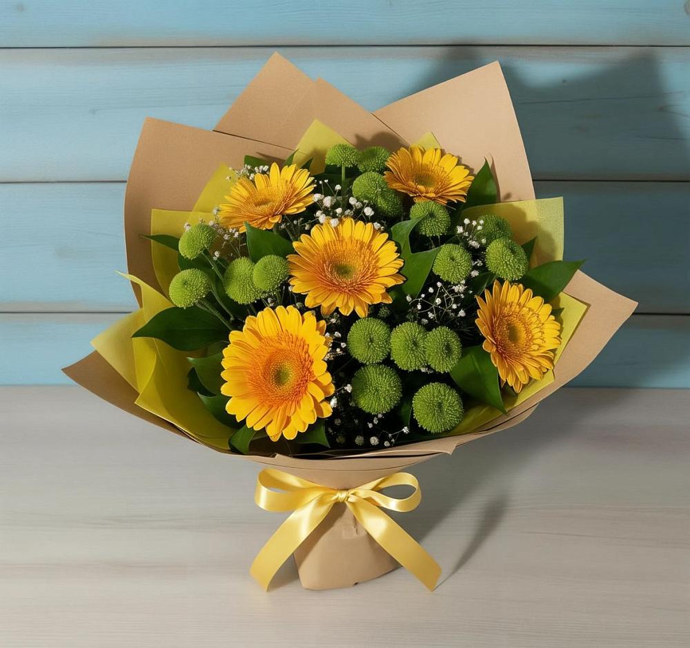 Букет цветов из: Герберы и Хризантемы в Покровское