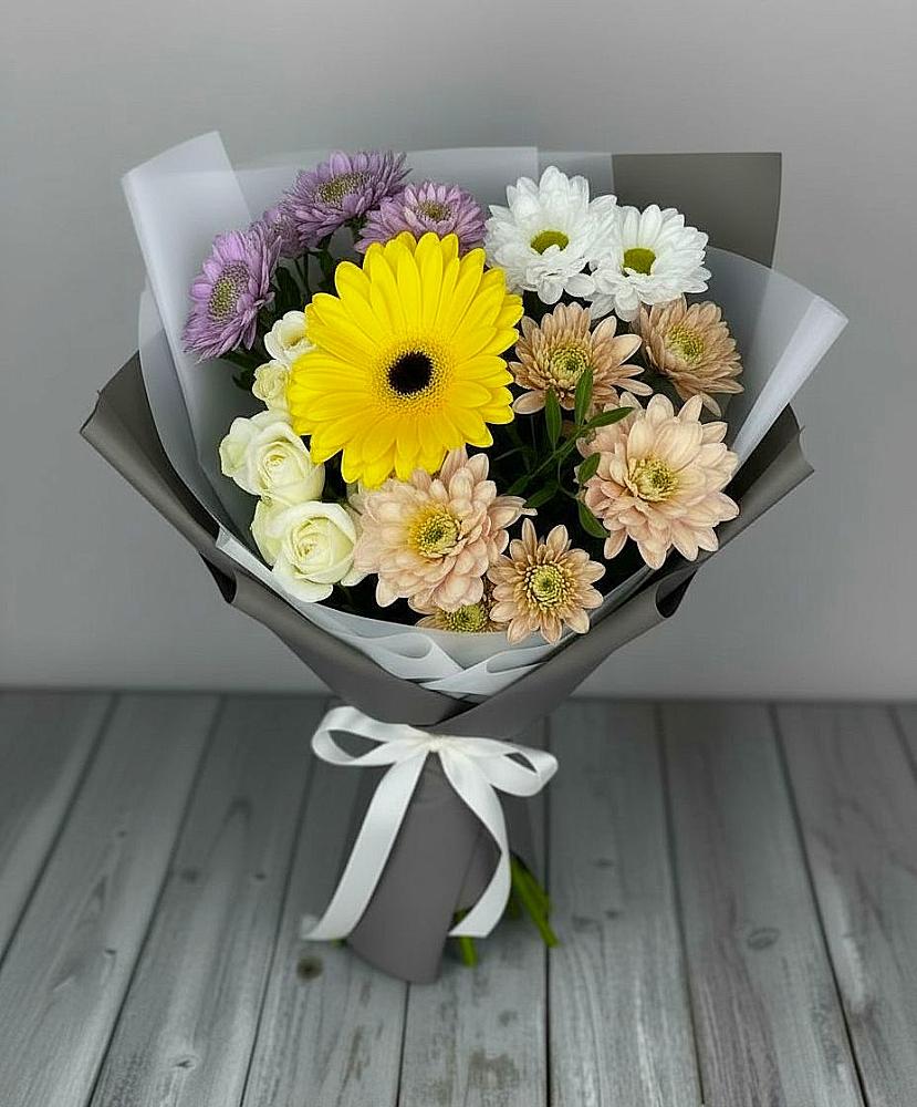 Букет цветов из: Розы, Герберы и Хризантемы в Покровское