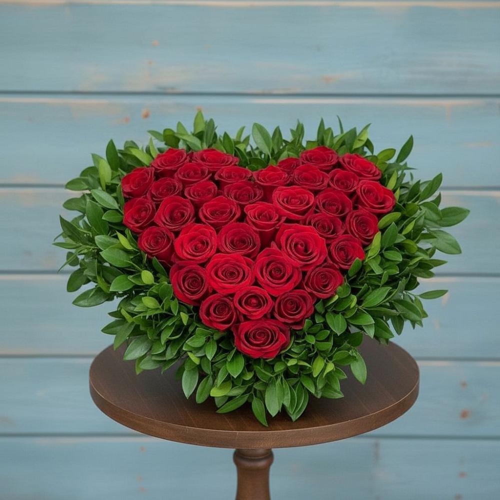 Цветочная композиция из Розы в виде сердца в Покровское