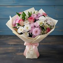 Букет цветов из:  Хризантемы, Альстромерии и Розы в Покровское