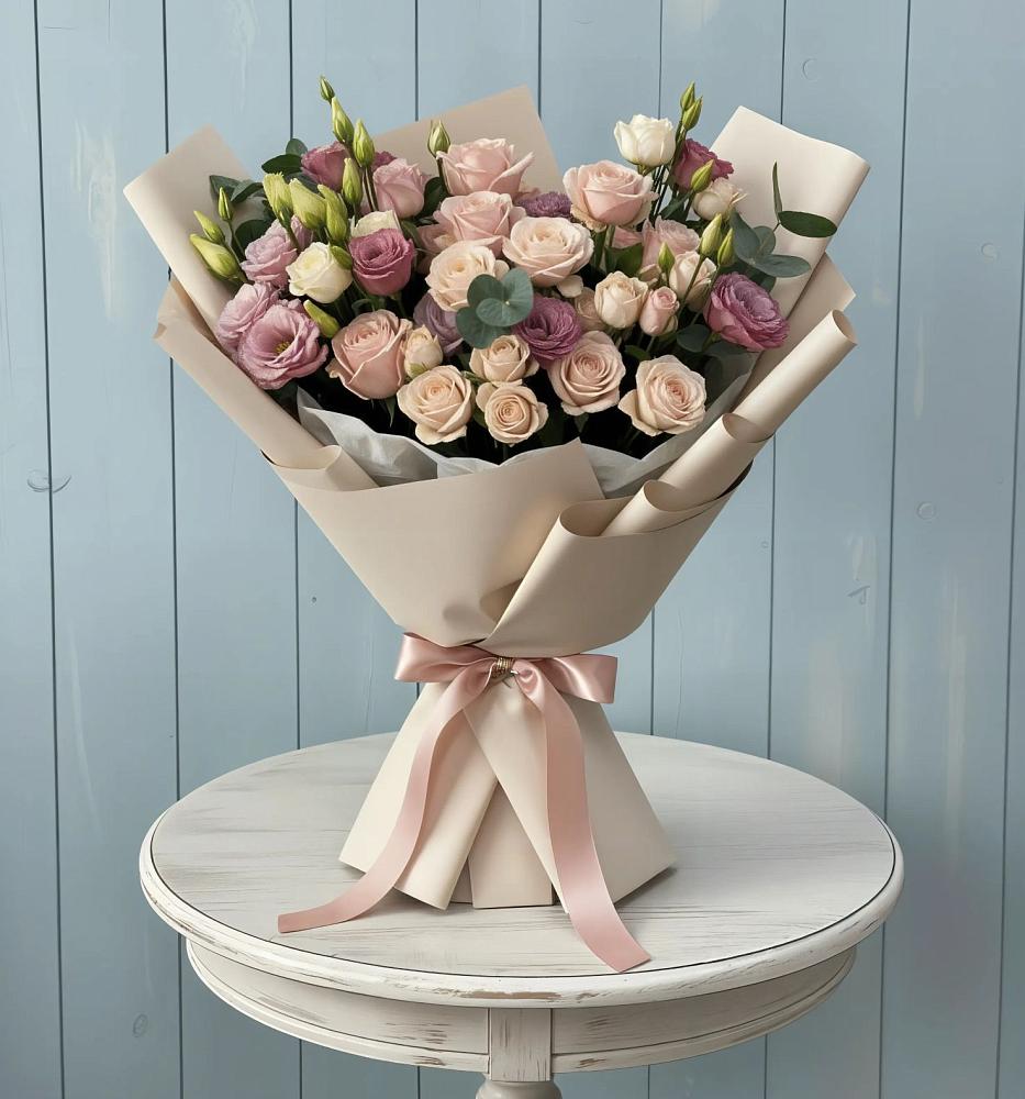 Букет цветов из: Розы и Лизиантусы в Покровское