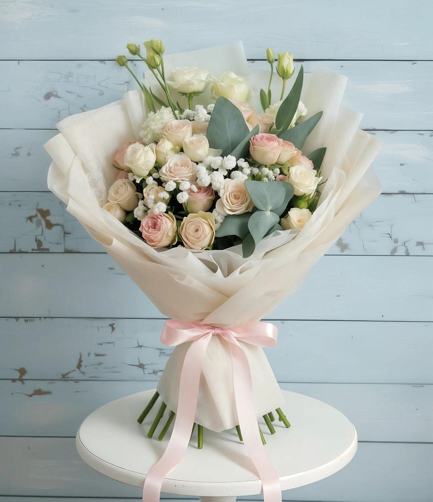 Букет цветов из: Розы и Лизиантусы в Покровское