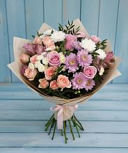 Букет цветов из:  Хризантемы, Розы и Альстромерии в Покровское