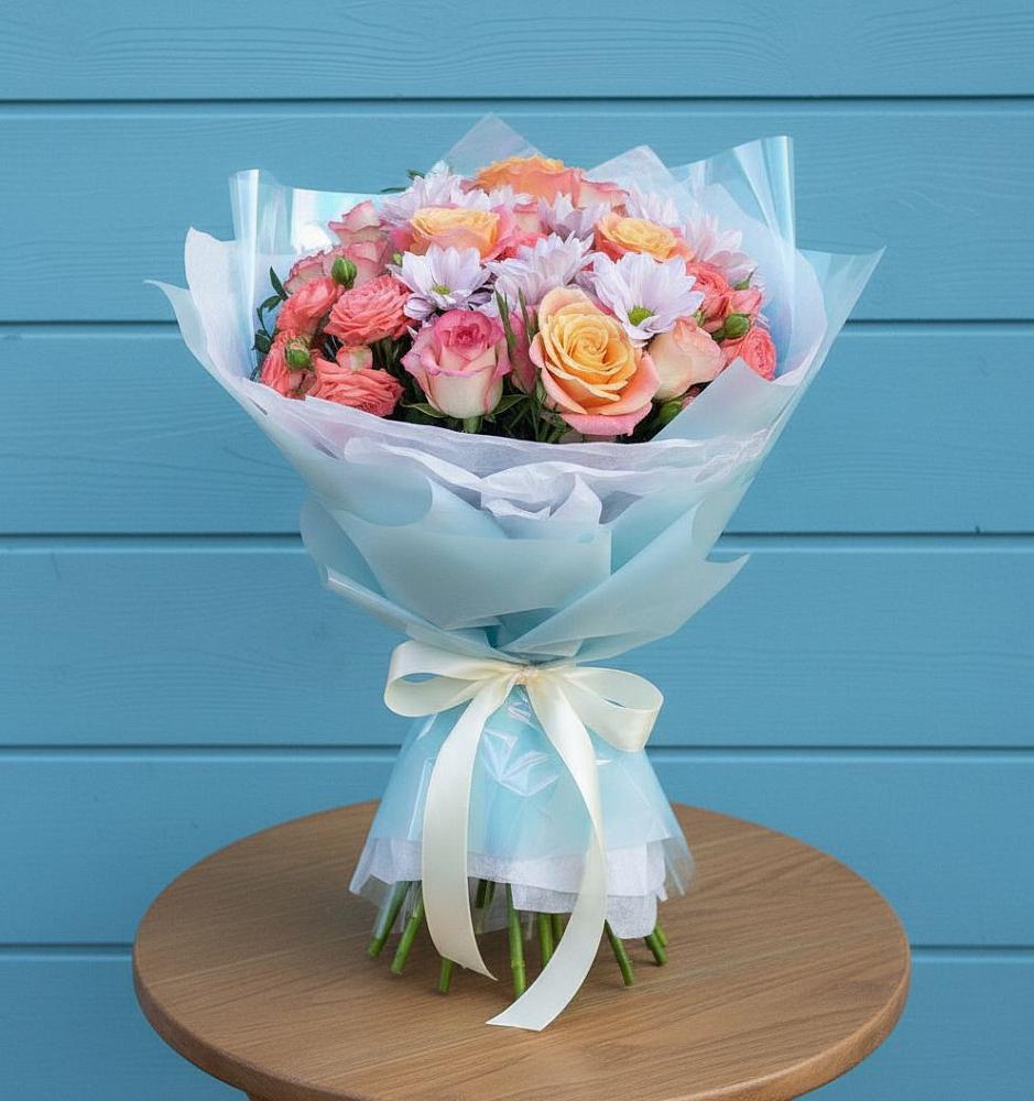 Букет цветов из: Хризантемы и Розы в Покровское