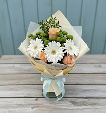 Букет цветов из:  Герберы, Розы и Хризантемы в Покровское