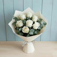 Букет Белые розы в Эвкалипте в Покровское