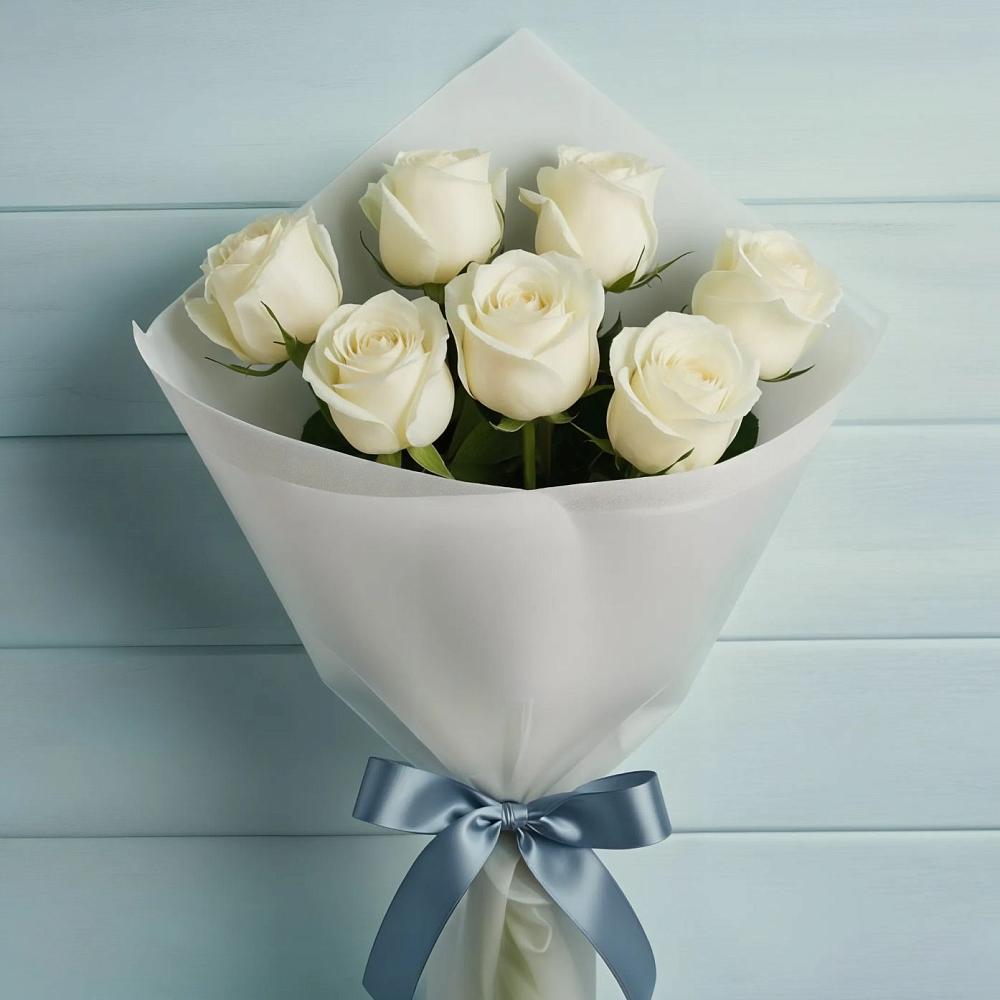 Букет 7 Белых роз Эдлесс Лав в Покровское