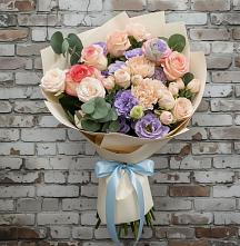 Букет цветов из:  Розы, Лизиантусы и Гвоздики в Покровское