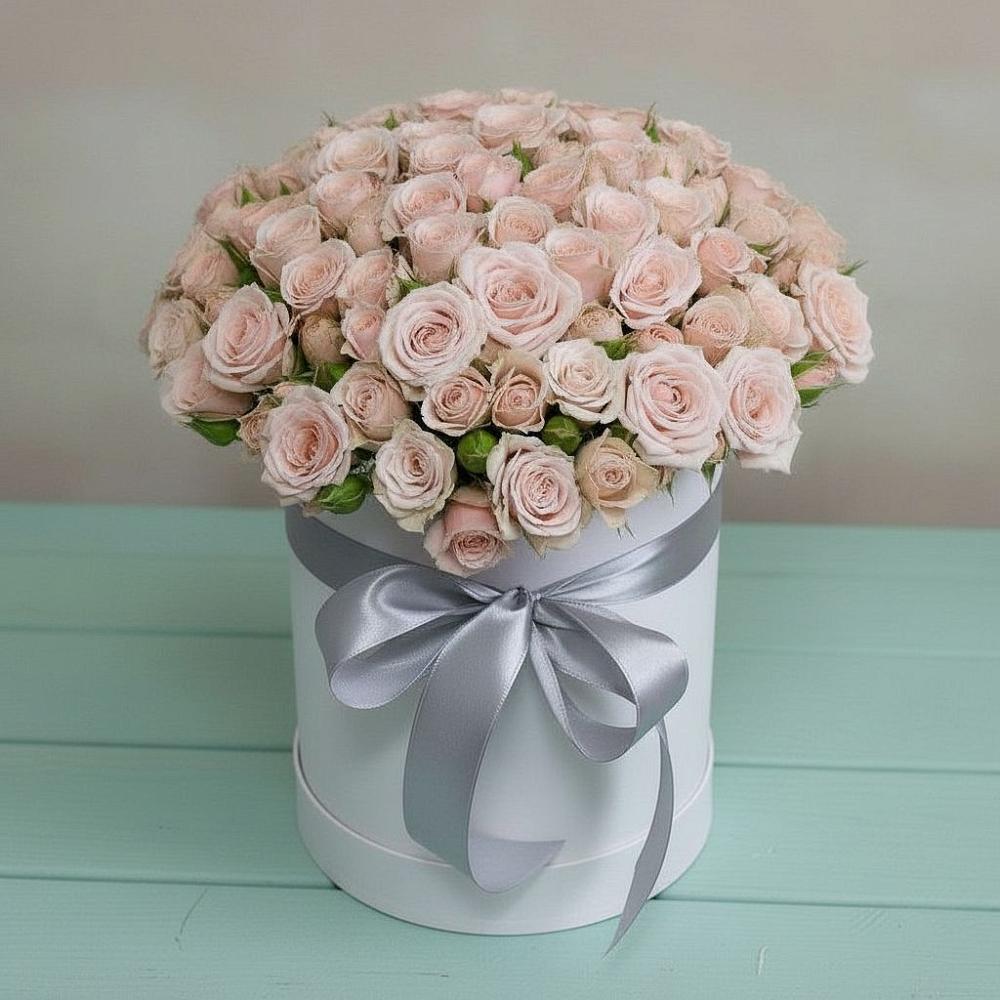 Цветочная композиция из Розы в шляпной коробке в Покровское