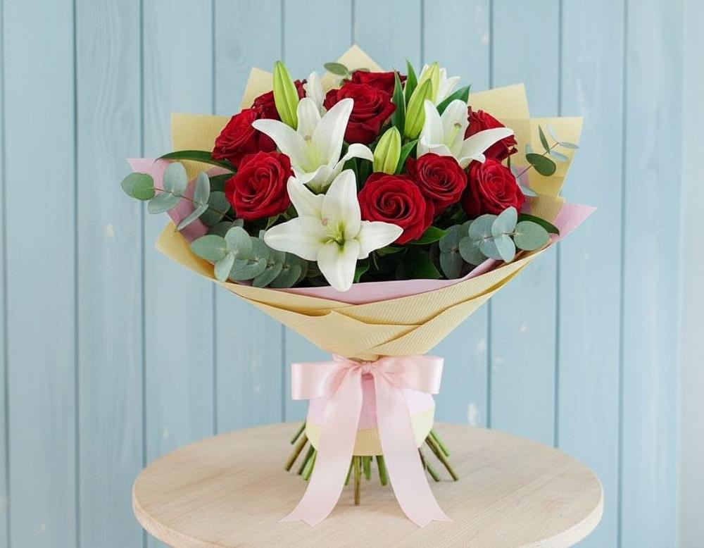 Букет цветов из: Лилии и Розы в Покровское